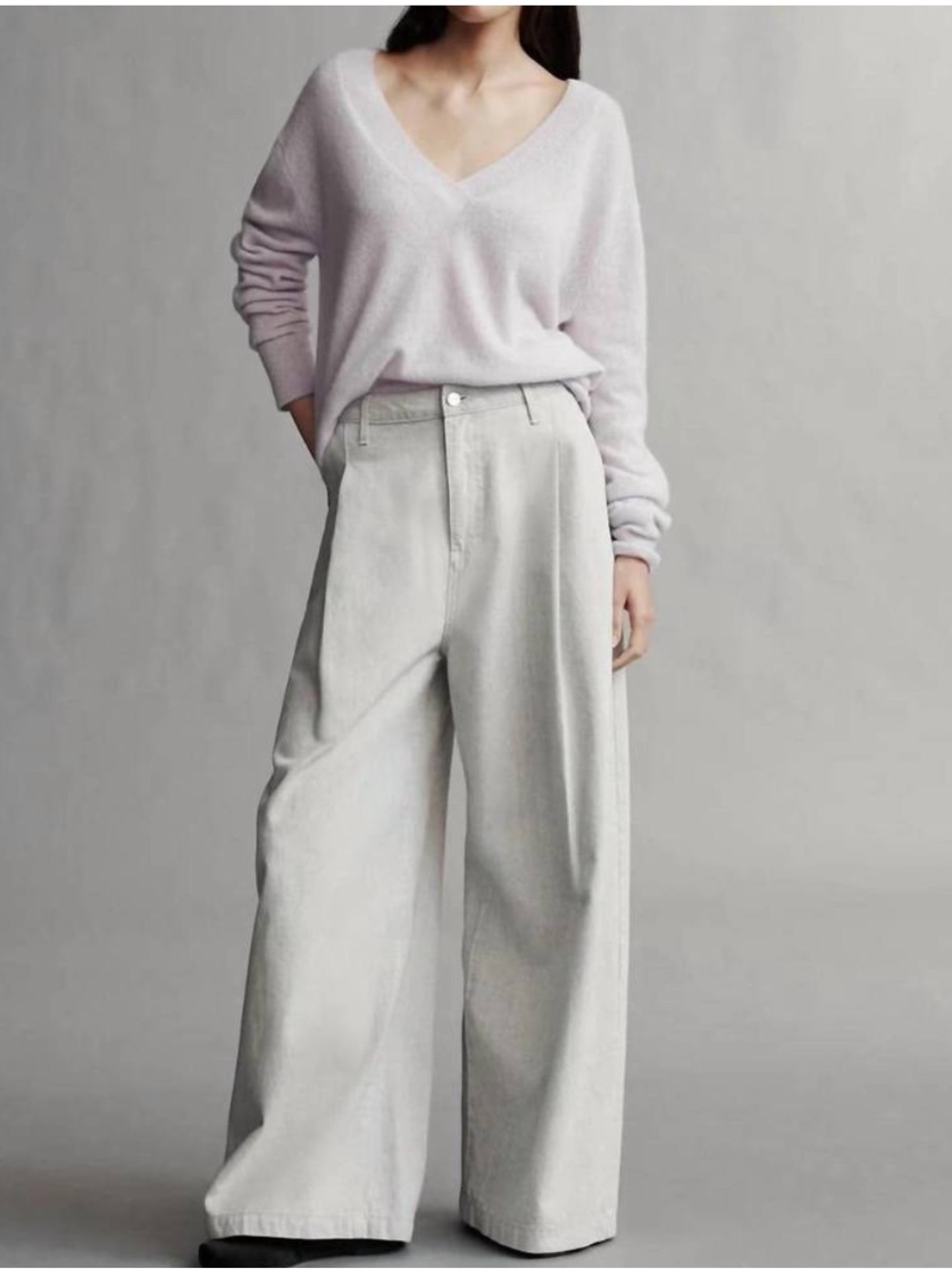 TWP Pants Greene St Wide-Leg in Light Grey